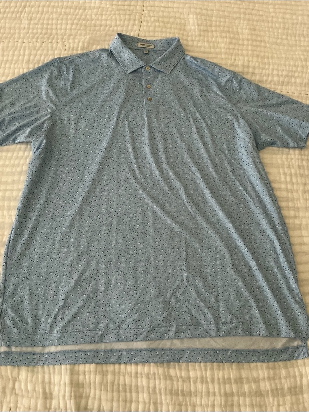 Peter Millar Light Blue Micro-Print Polo